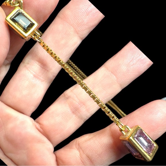 Swarovski Crystal Caged Smoky Quartz & Amethyst Y-Drop Necklace (EUC) - Picture 12 of 12